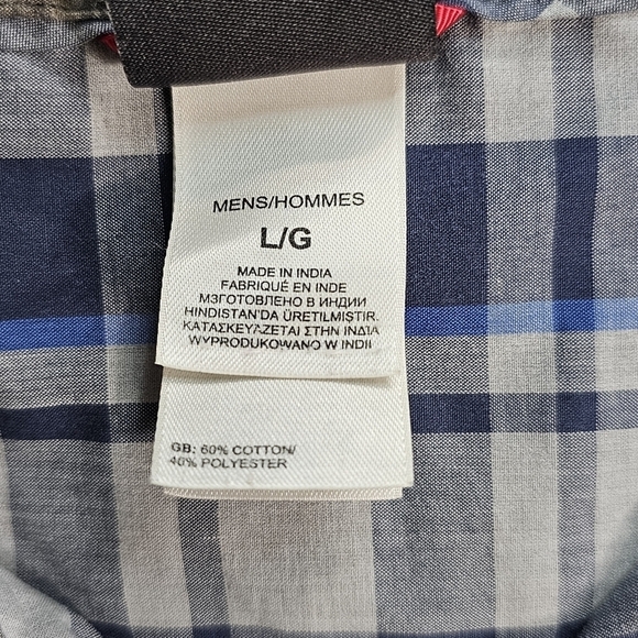 The North Face Men's Gray Blue Plaid Large Short Sleeve Casual Buttondown Shirt - Picture 9 of 10